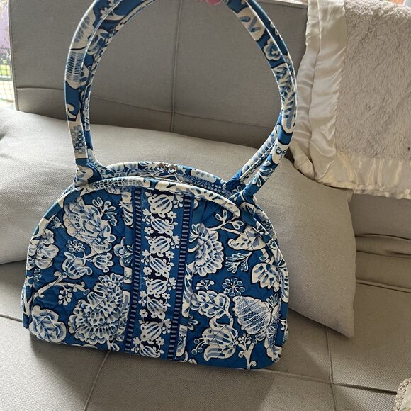 Vera Bradley Eloise Purse Blue Lagoon with Kiss Lock Closure and Shoulder Strap - Picture 12 of 16